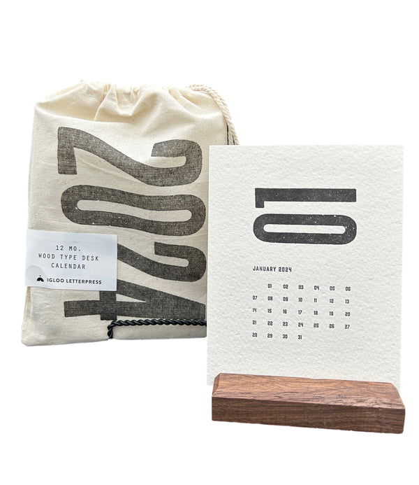 2024 Wood Type Letterpress Calendar Igloo Letterpress