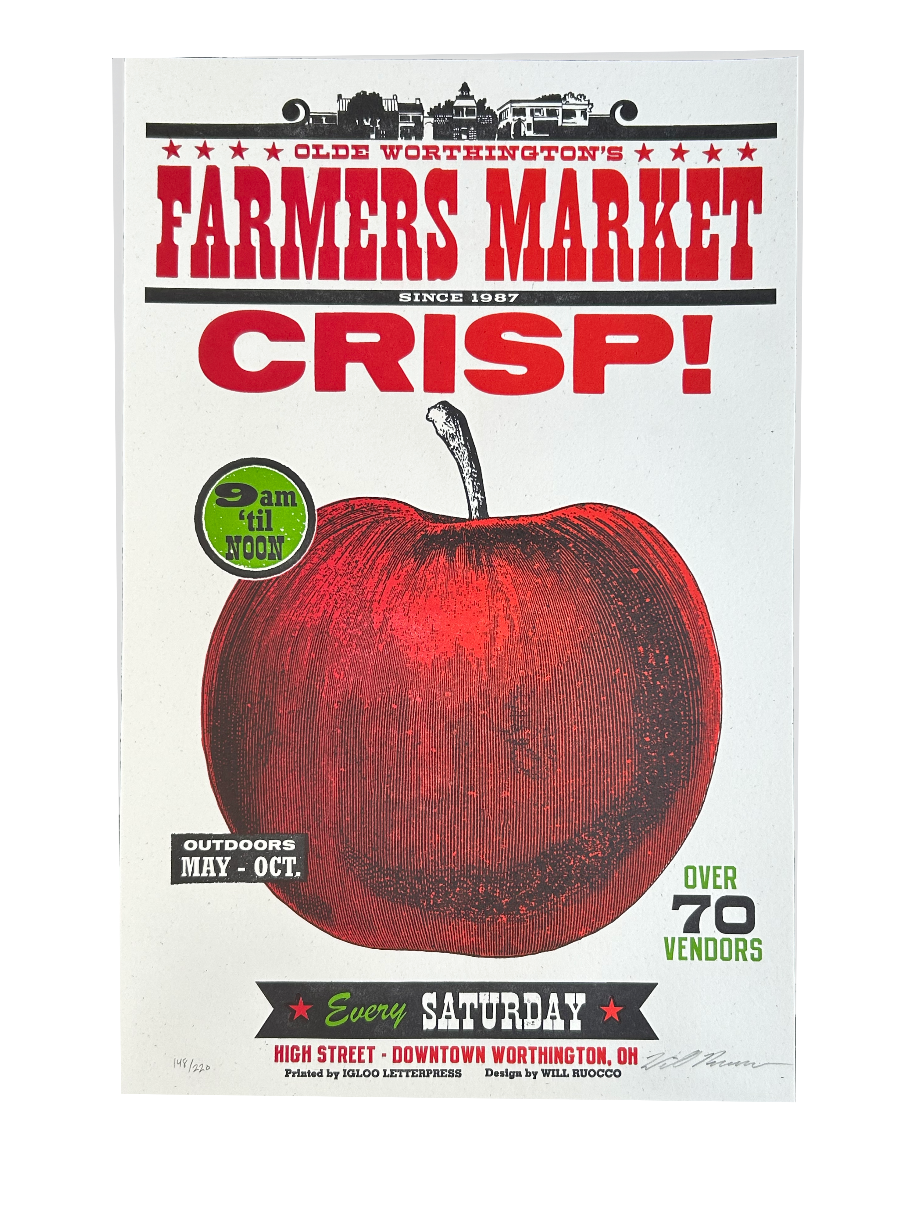 Apple Farmers Market Letterpress Poster