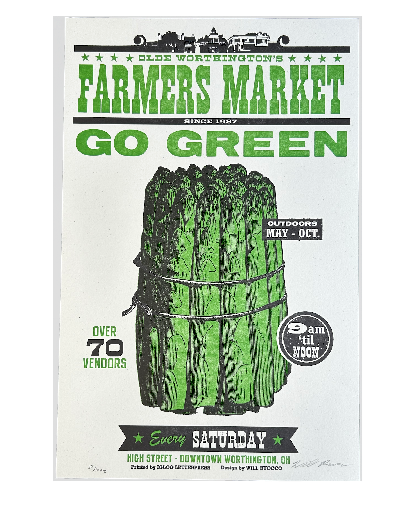 Asparagus Farmers Market Letterpress Poster