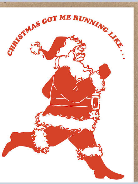 Running Santa Letterpress Card