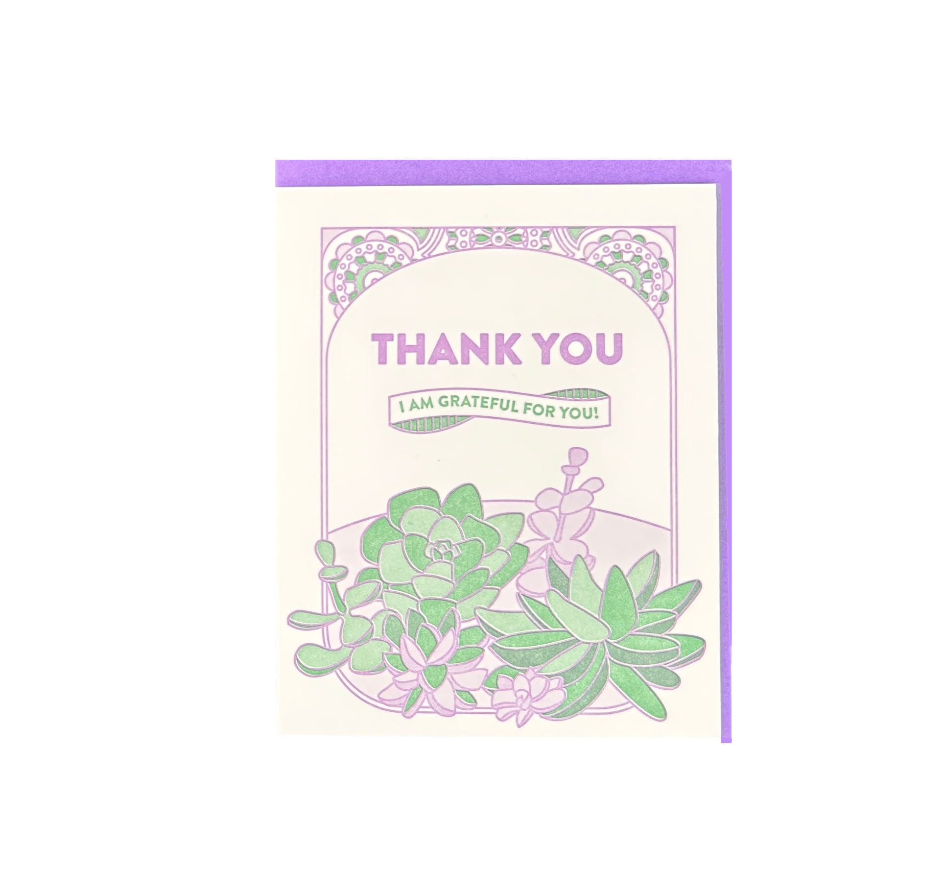 Succulents Thank You Letterpress Card