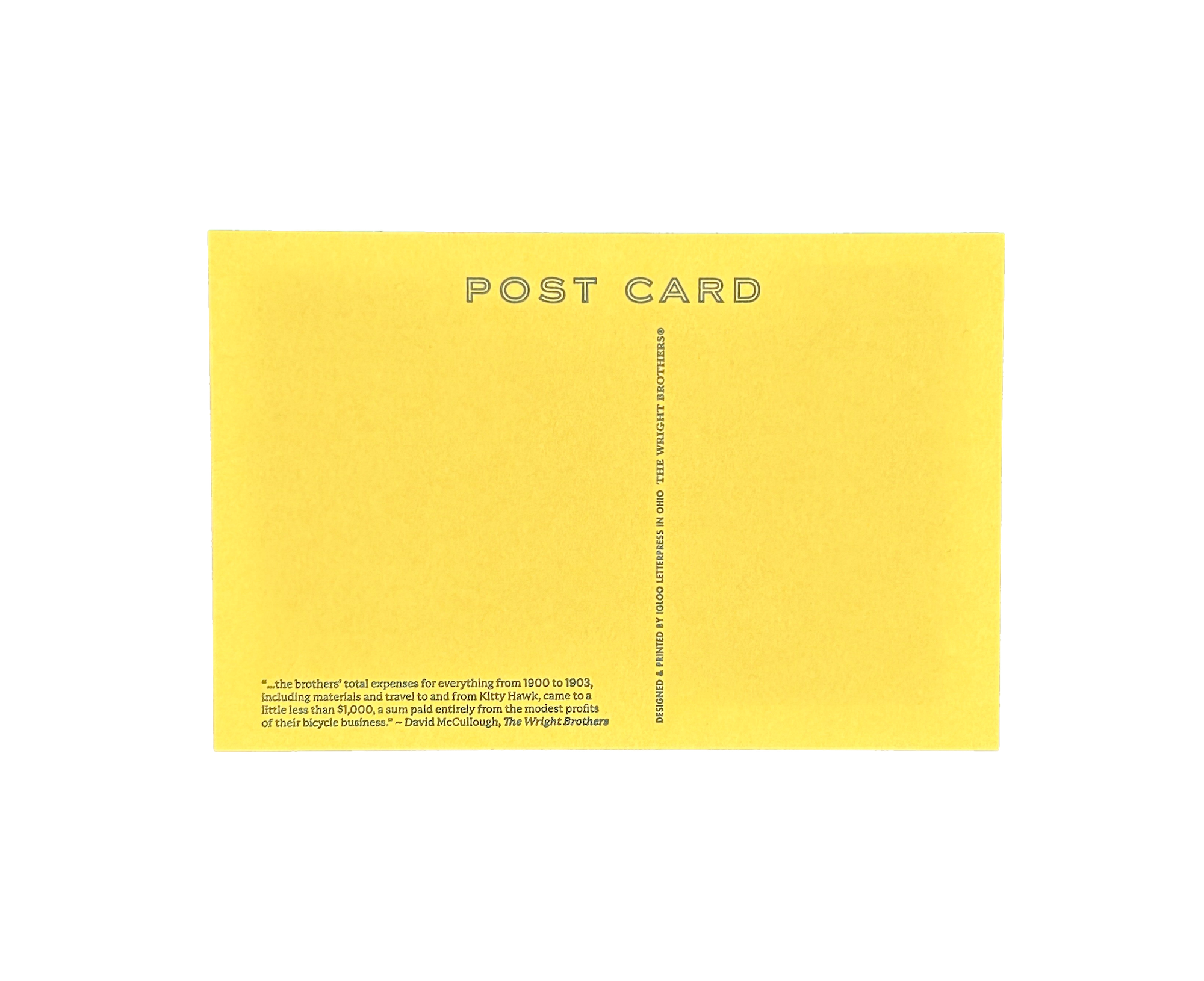 Wright Brothers Van Cleve Letterpress Postcard
