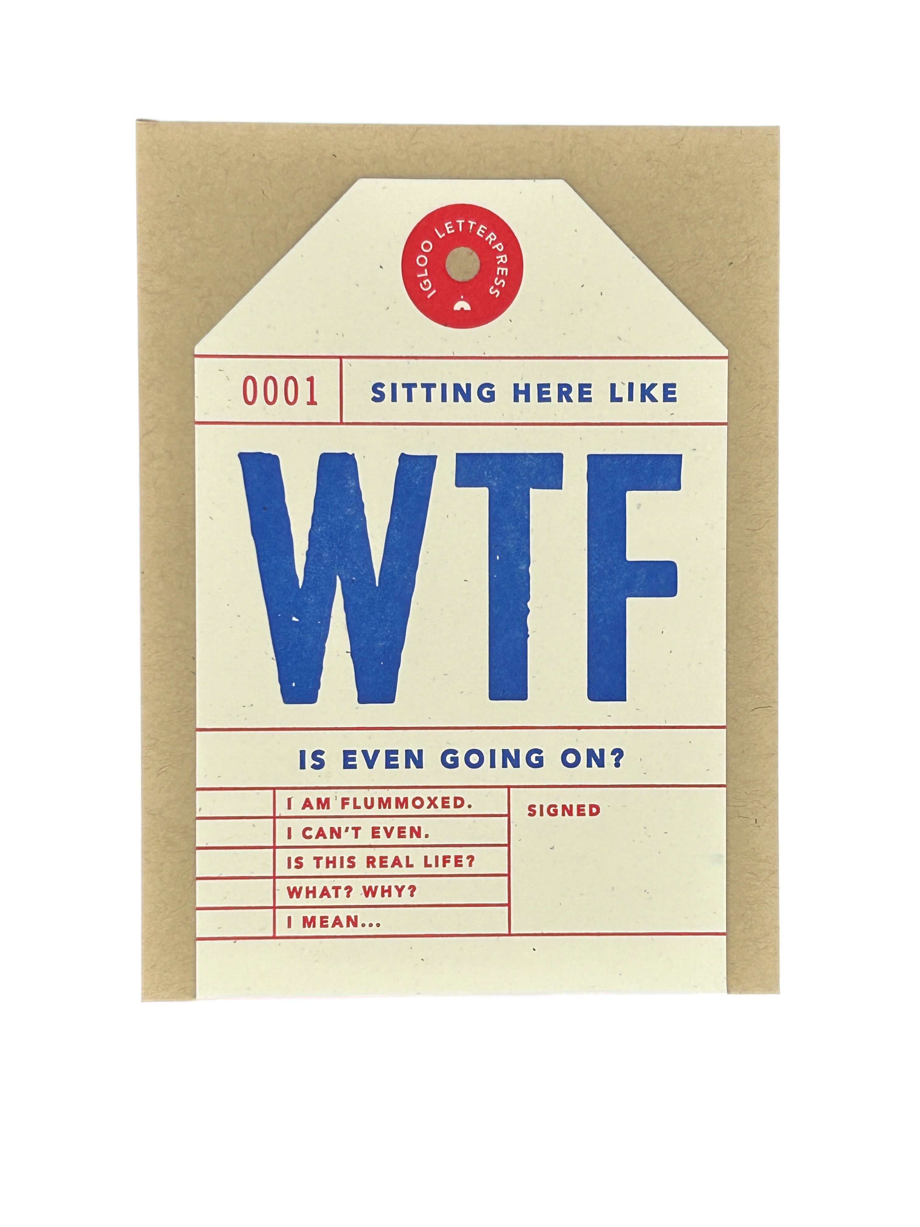 WTF Tag Letterpress Card