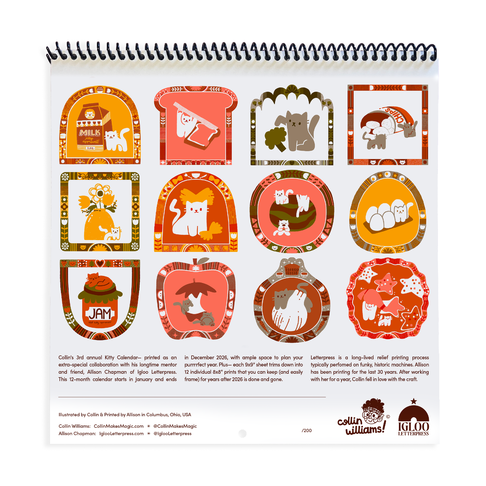 2026 Letterpress Kitty Calendar