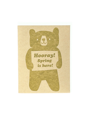Spring Is Here! Bear Letterpress Card