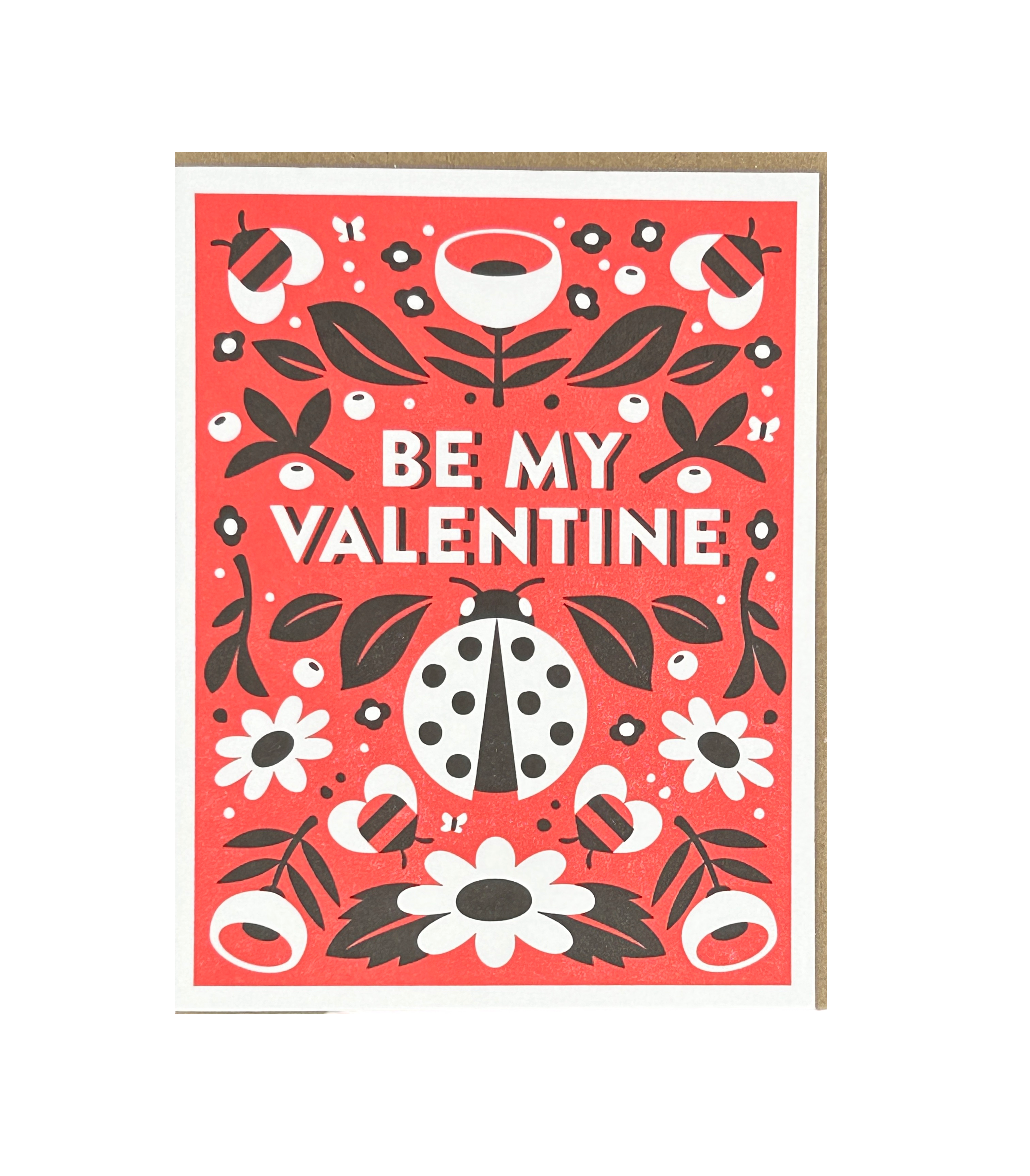 Be My Valentine Ladybug Letterpress Card