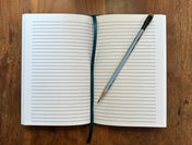 Blue Letterpress Handmade Hard Cover Journal With Lined Pages
