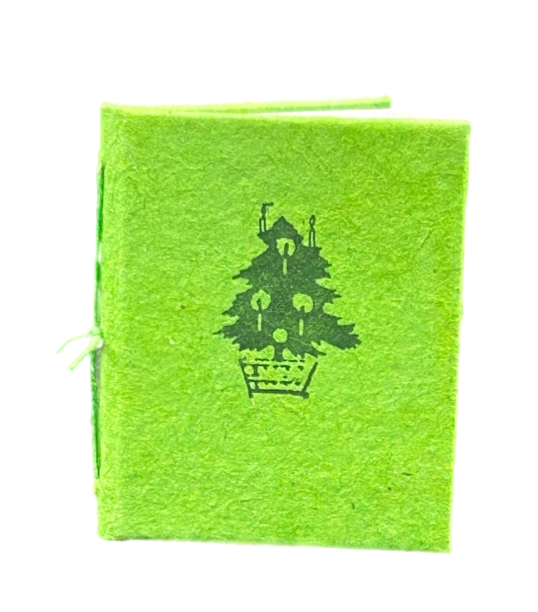 Christmas Tree Tiny Book, handmade with letterpress cover