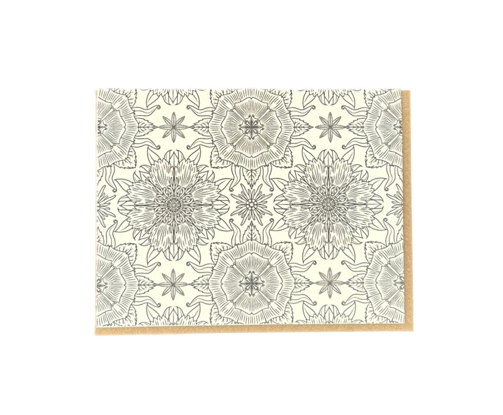 Floral Mosaic Pattern Letterpress Card