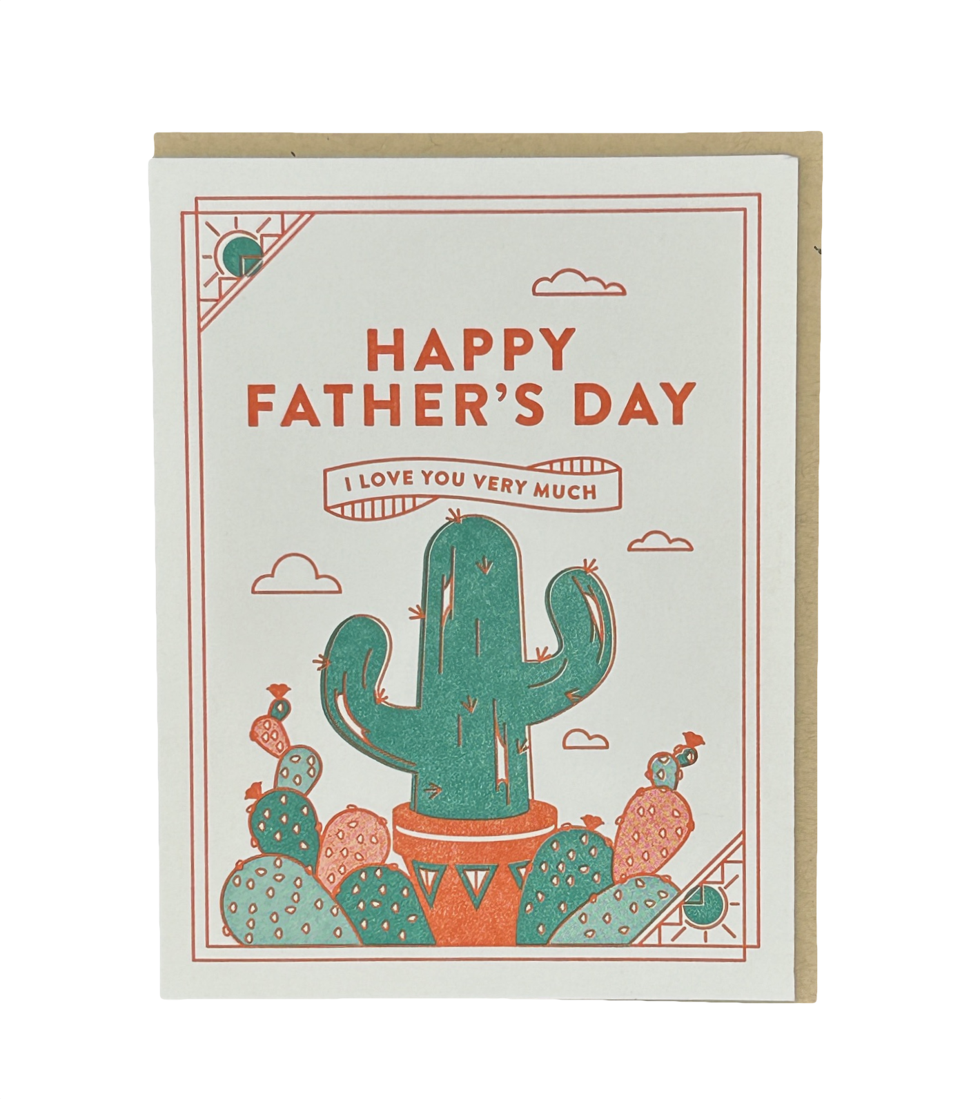 Happy Father's Day Cactus Letterpress Card