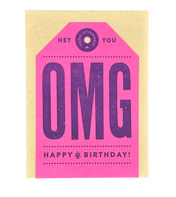 OMG Happy Birthday Tag Letterpress Card