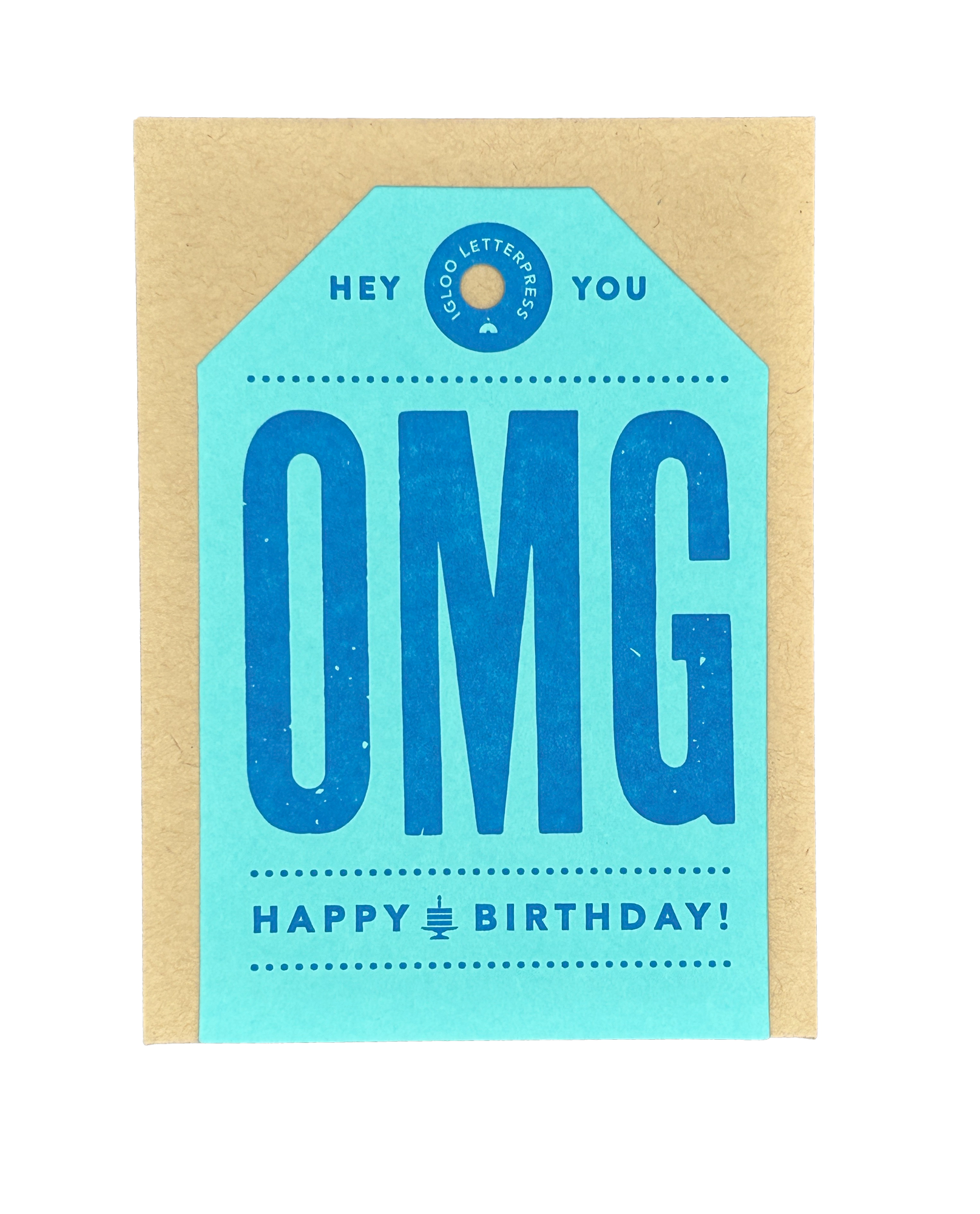 OMG Happy Birthday Tag Letterpress Card