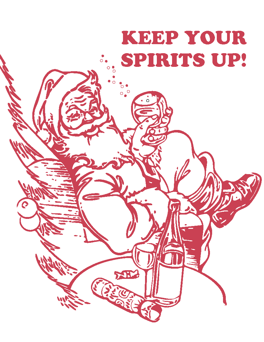 Spirits Santa Letterpress Card