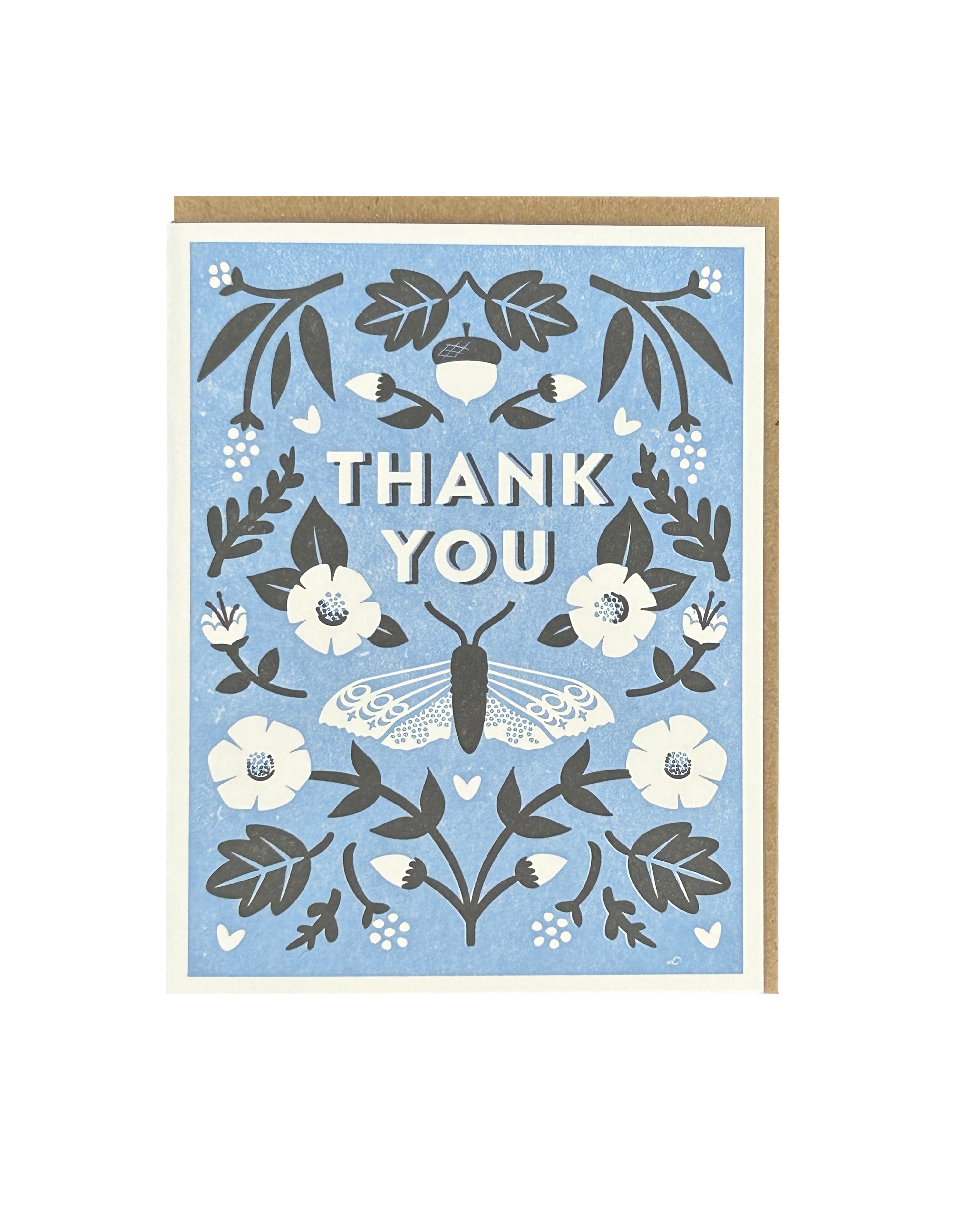 Thank You Moth Letterpress Card