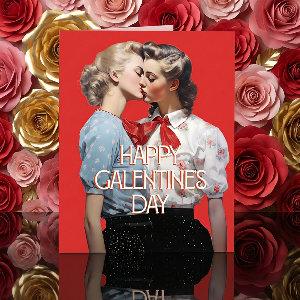 offensivedelightful - GALENTINE KISS! valentine lgbtq card