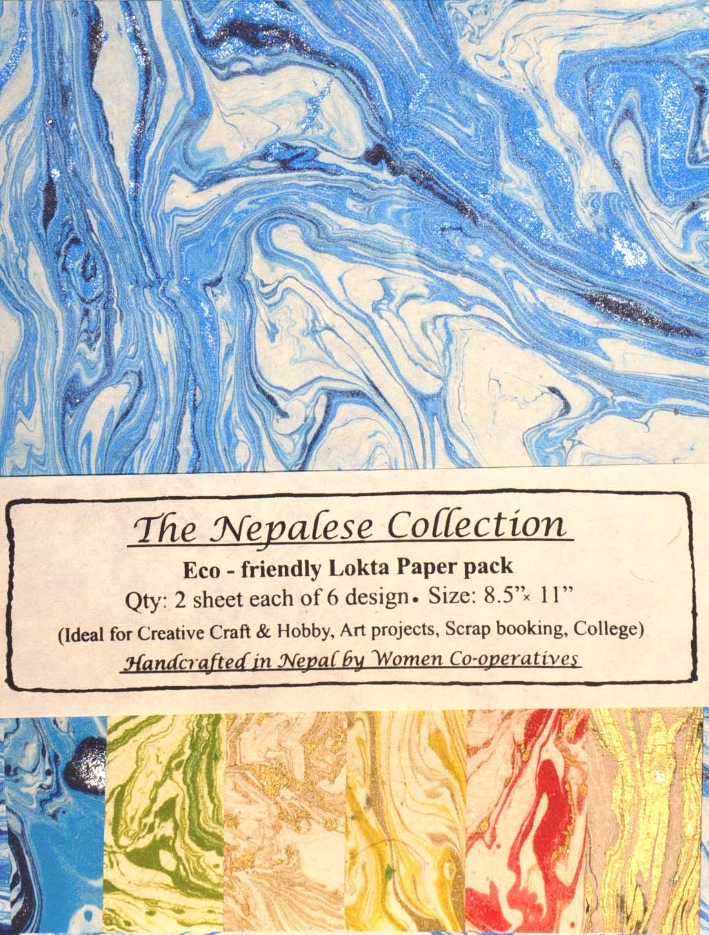 Giftsland - Lokta paper pack, blue/multi marble