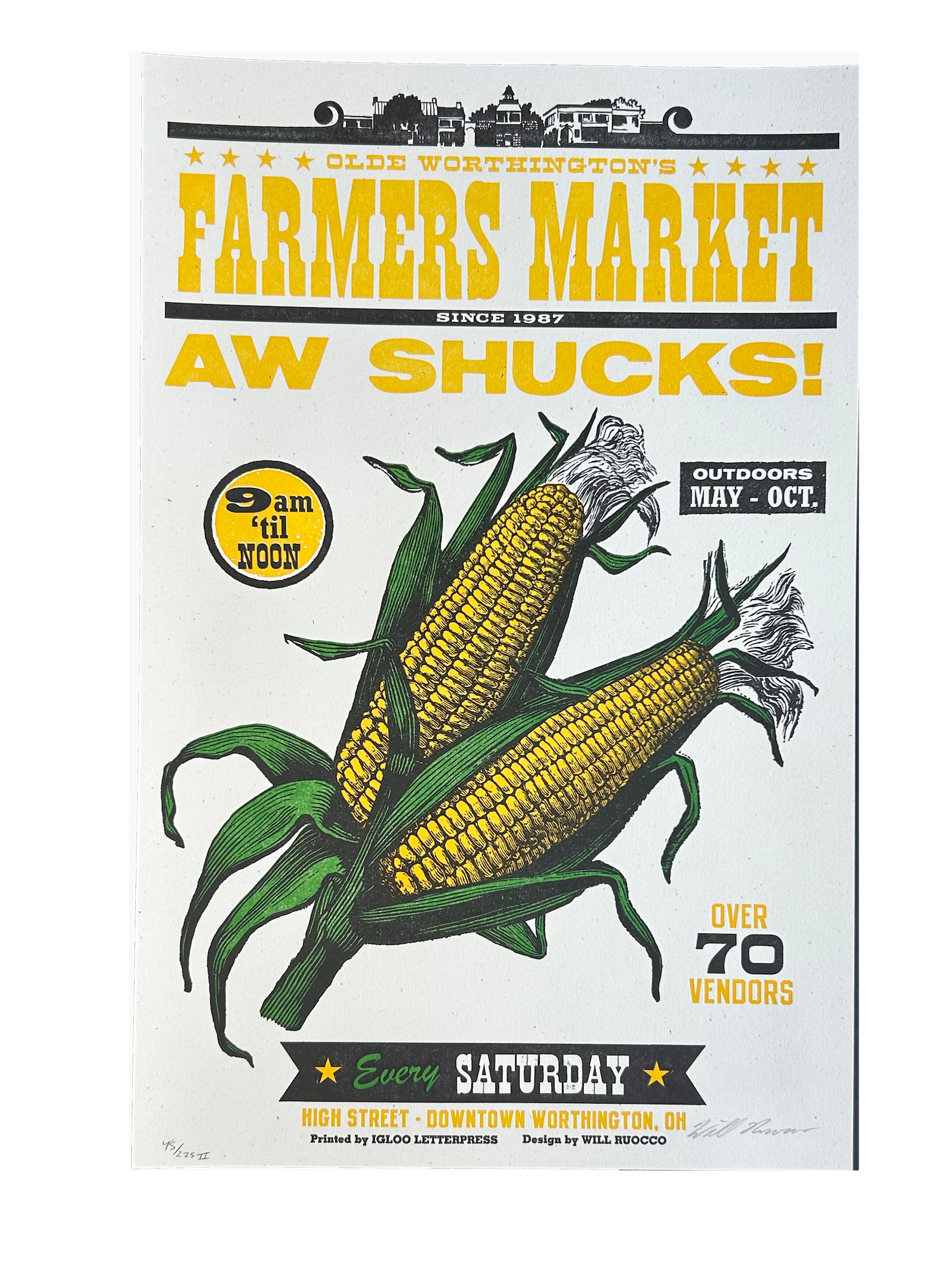 Corn Farmers Market Letterpress Print