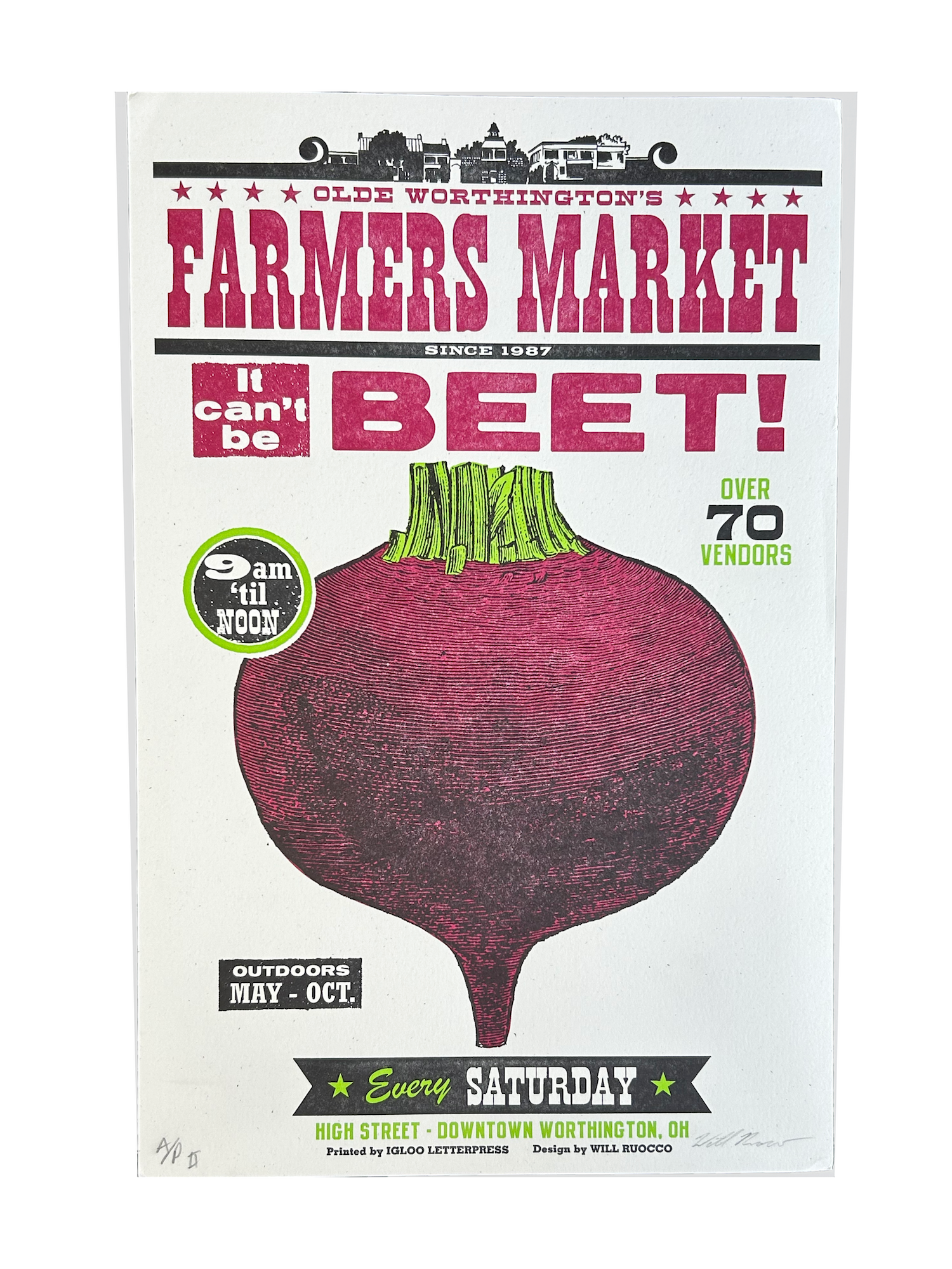 Beet Farmers Market Letterpress Poster