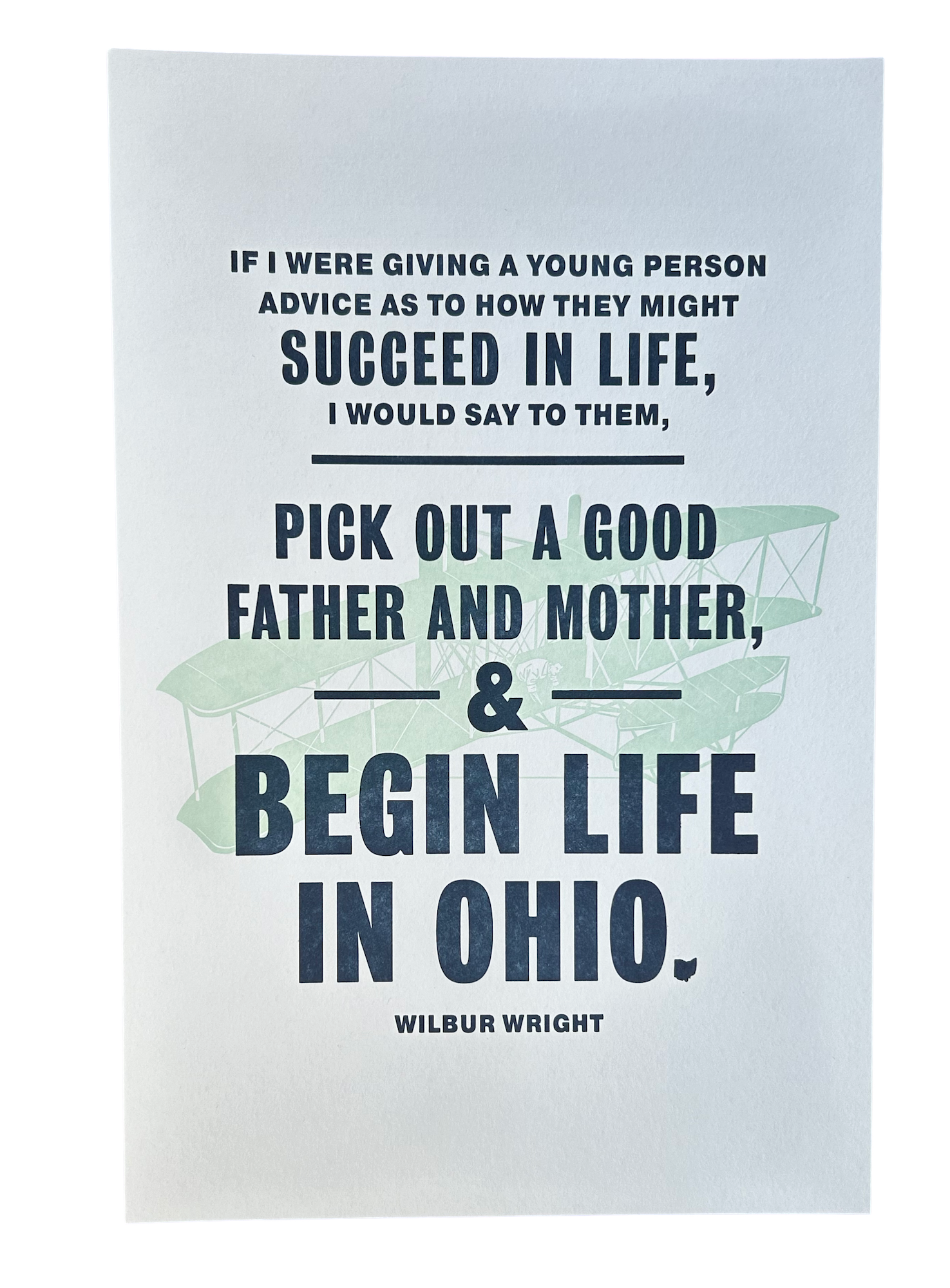 Begin In Ohio Wright Brothers Letterpress Art Print