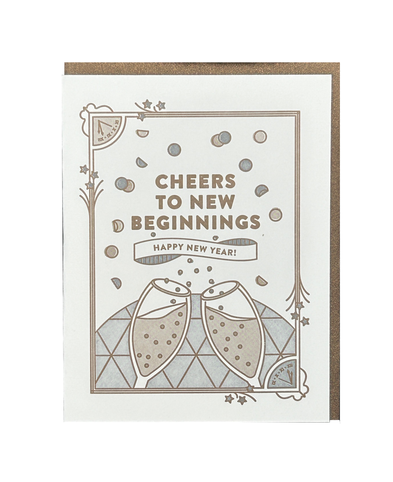 Cheers to New Beginnings Letterpress Card