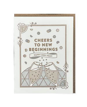 Cheers to New Beginnings Letterpress Card