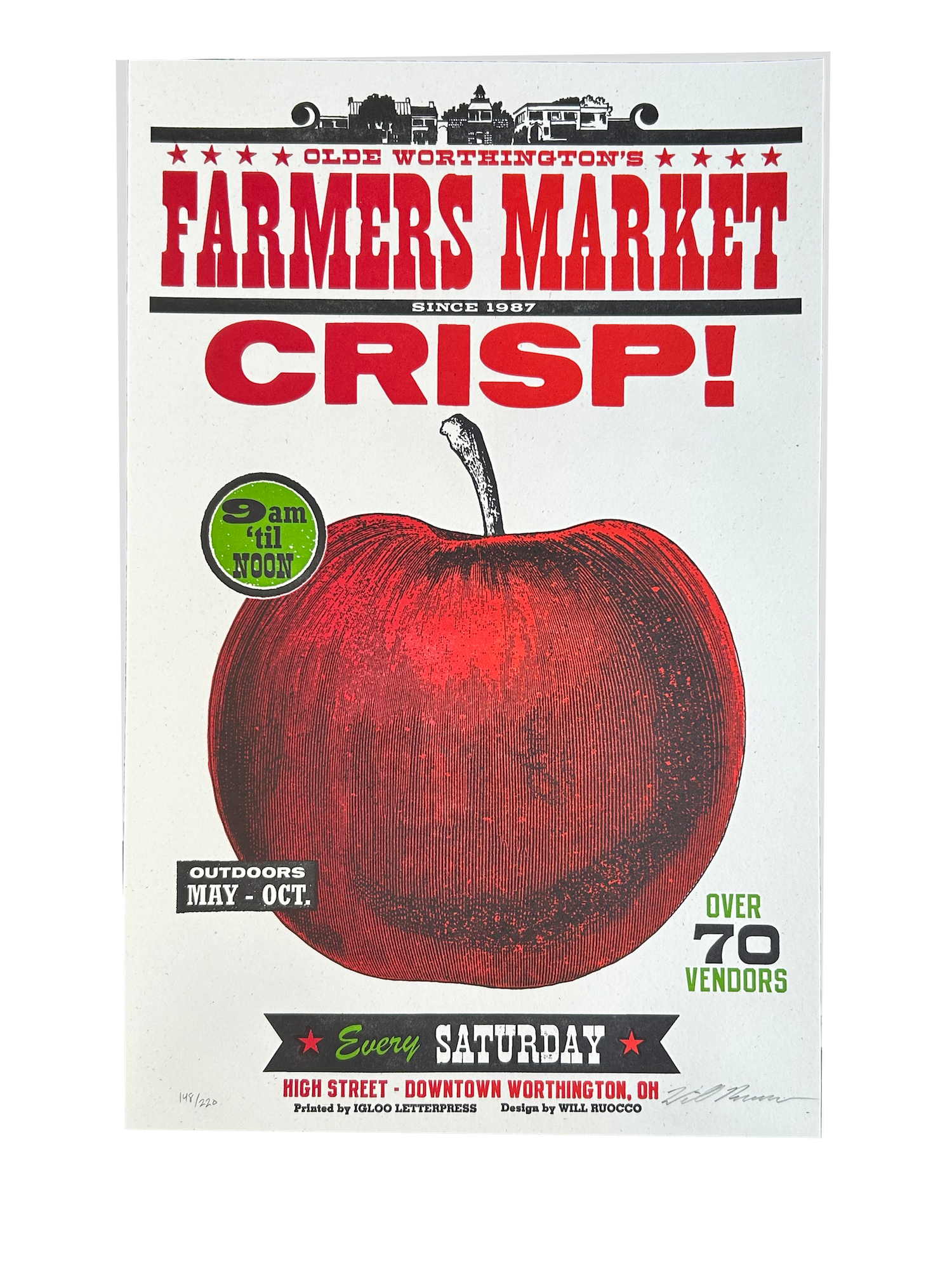 Apple Farmers Market Letterpress Poster