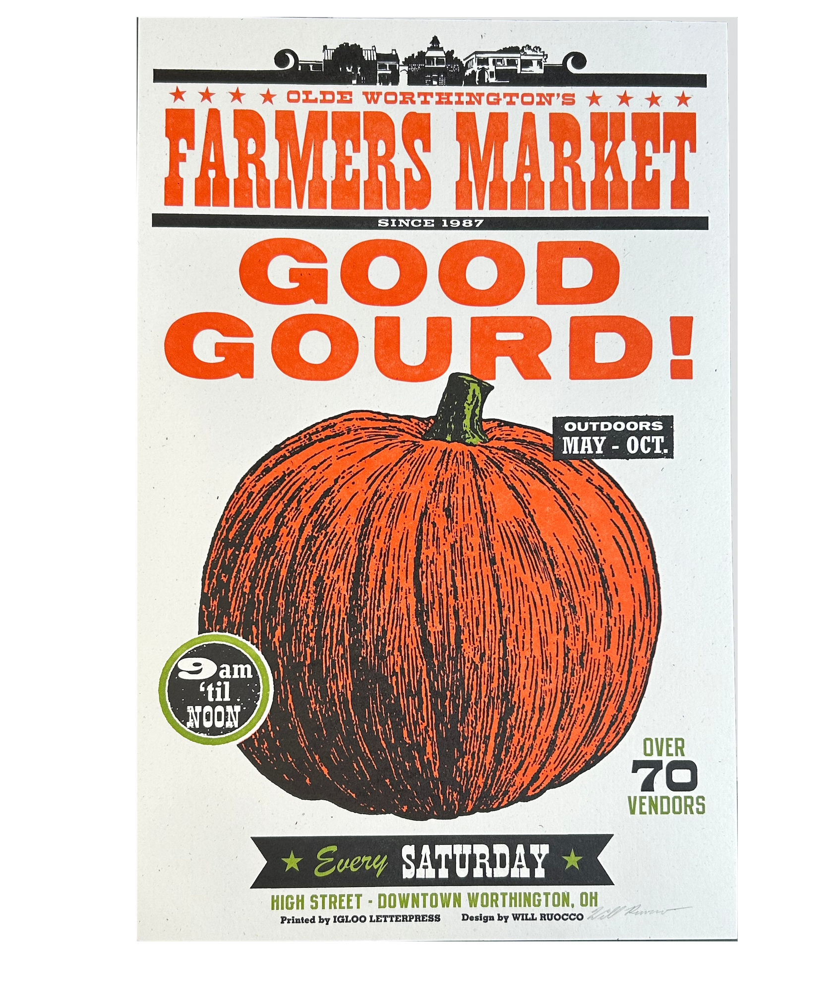 Pumpkin Farmers Market Letterpress Poster