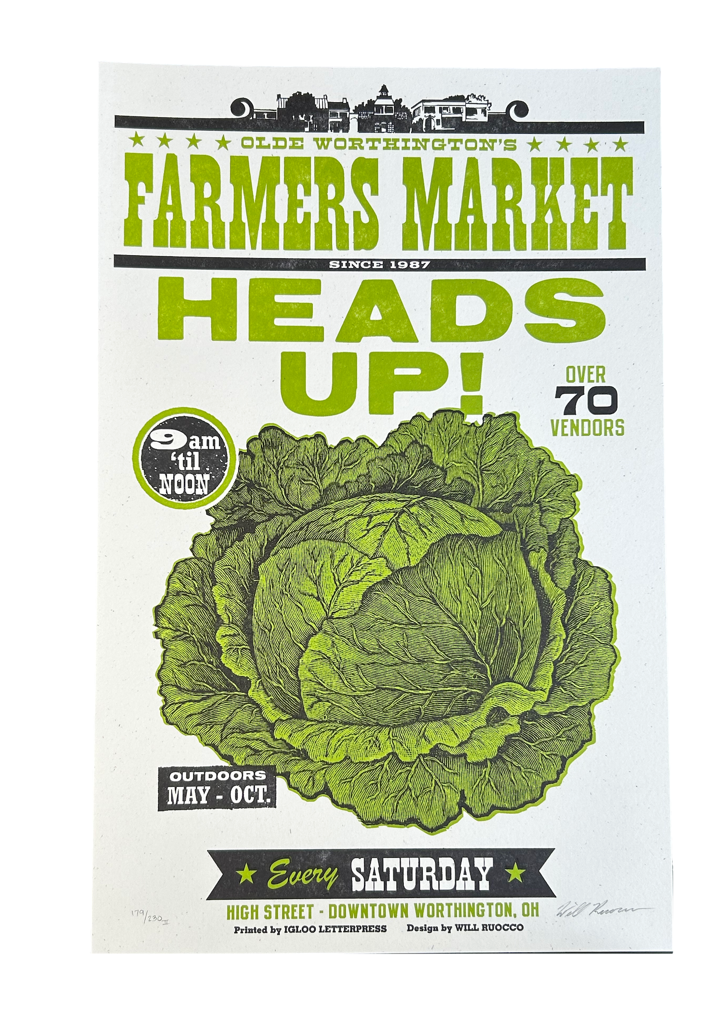 Lettuce Farmers Market Letterpress Poster