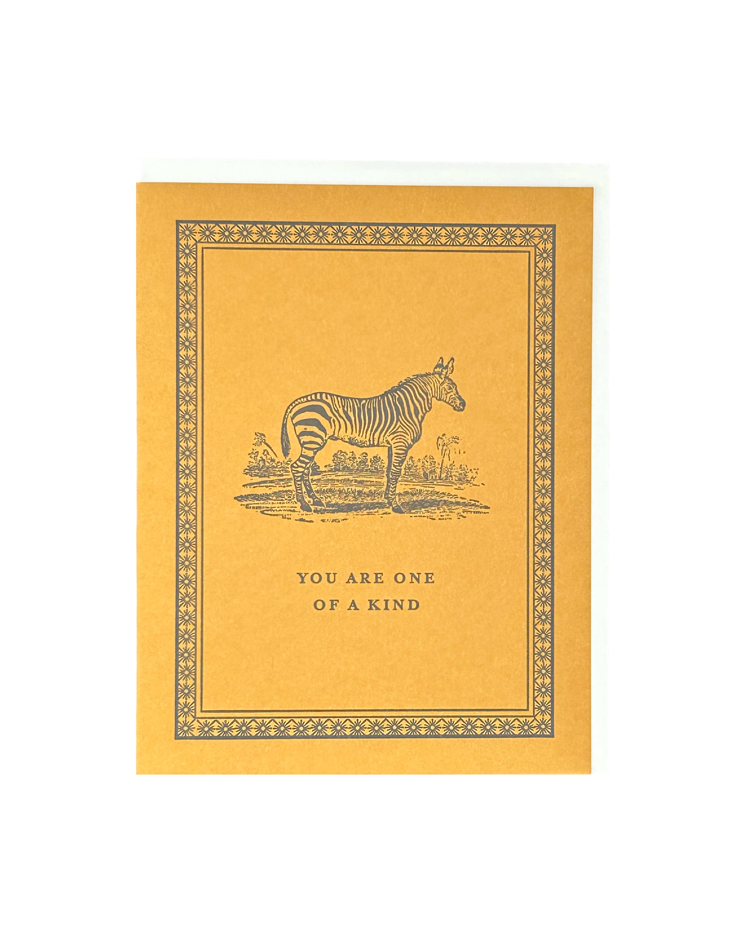One of A Kind Zebra Letterpress Card