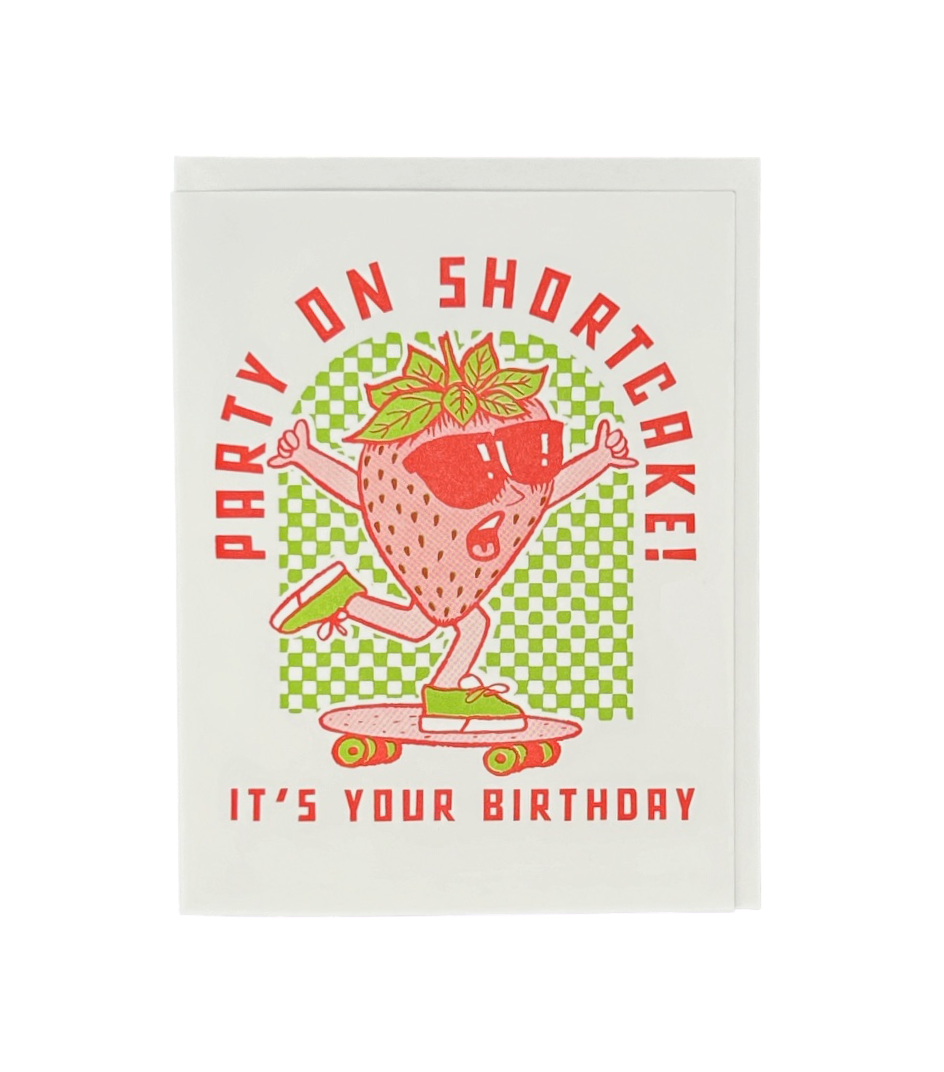 Party On Shortcake Strawberry Letterpress Card