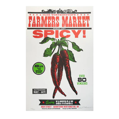Spicy Pepper Farmers Market Letterpress Poster