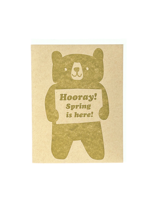 Spring Is Here! Bear Letterpress Card