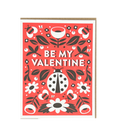 Be My Valentine Ladybug Letterpress Card