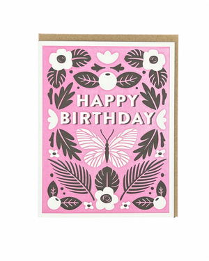Happy Birthday Butterfly Letterpress Card