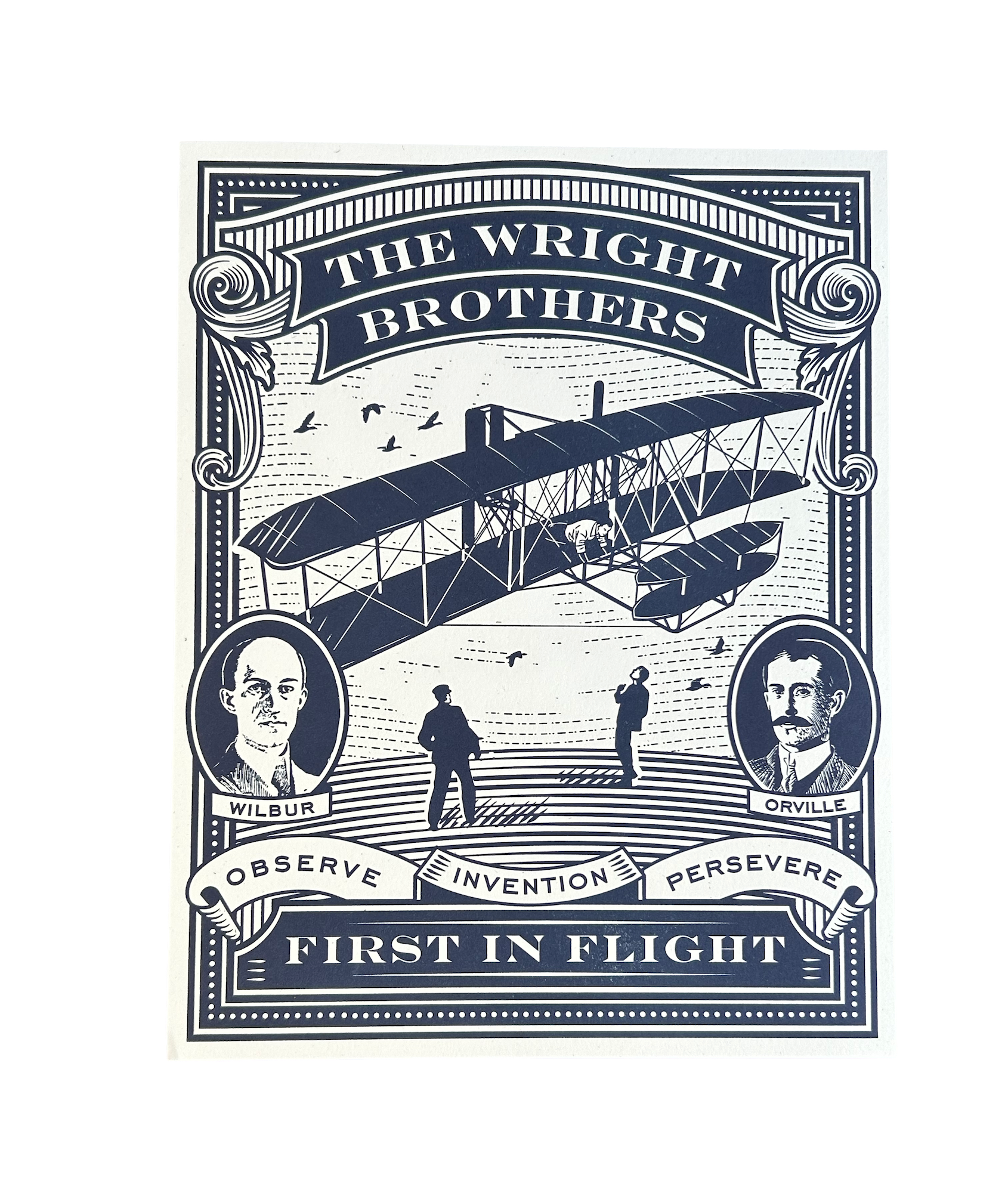 First In Flight Wright Brothers Letterpress Art Print