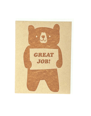 Great Job Bear Letterpress Card