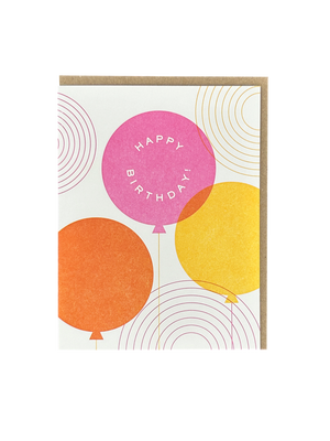 Happy Birthday Balloons Letterpress Card
