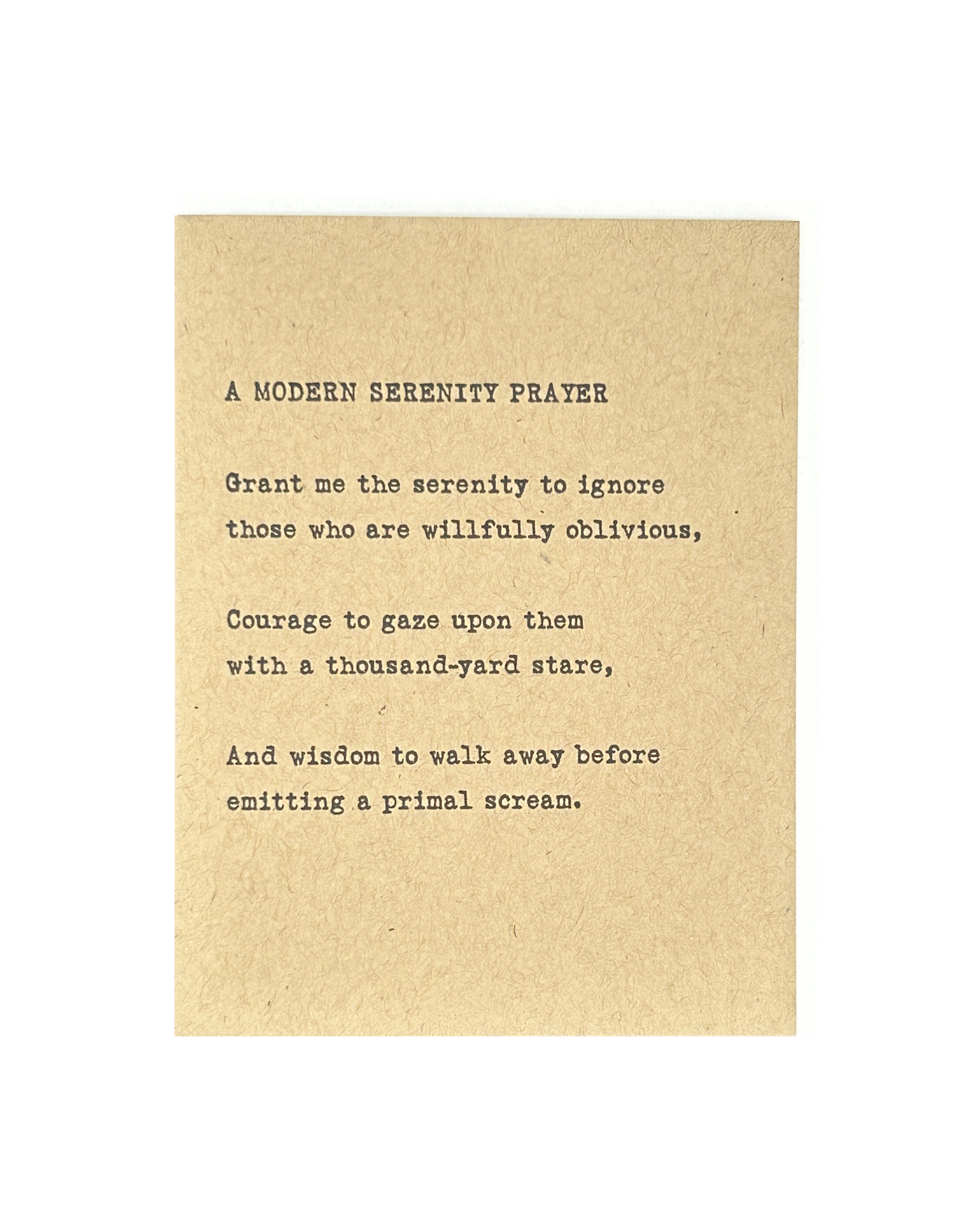 Modern Serenity Prayer Letterpress Card