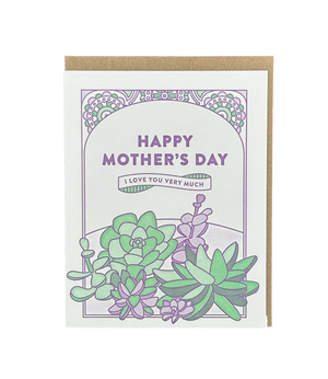 Happy Mother's Day Succulents Letterpress Card