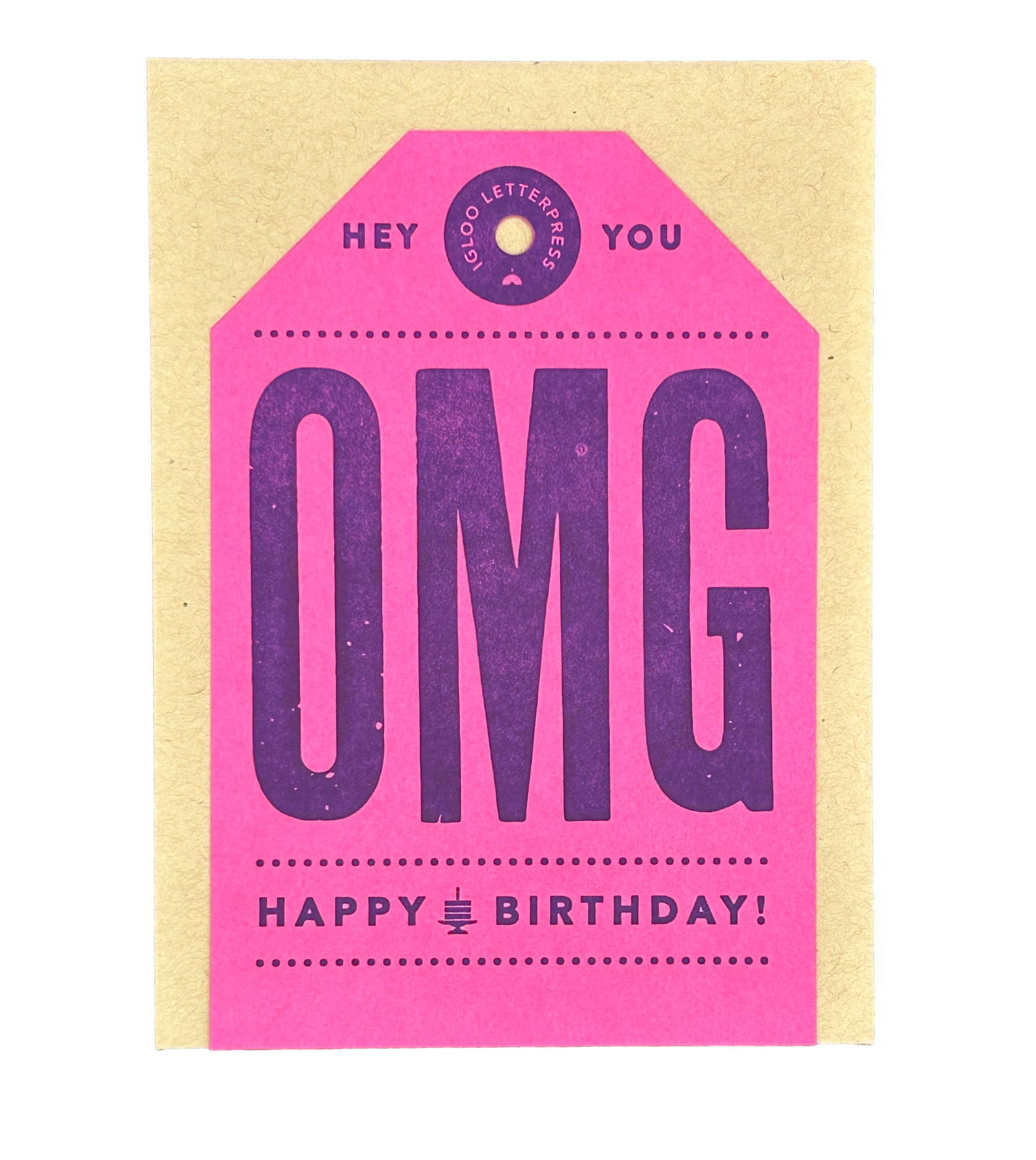 OMG Happy Birthday Tag Letterpress Card