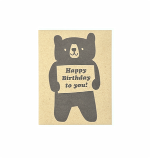 Black Bear Birthday Letterpress Card