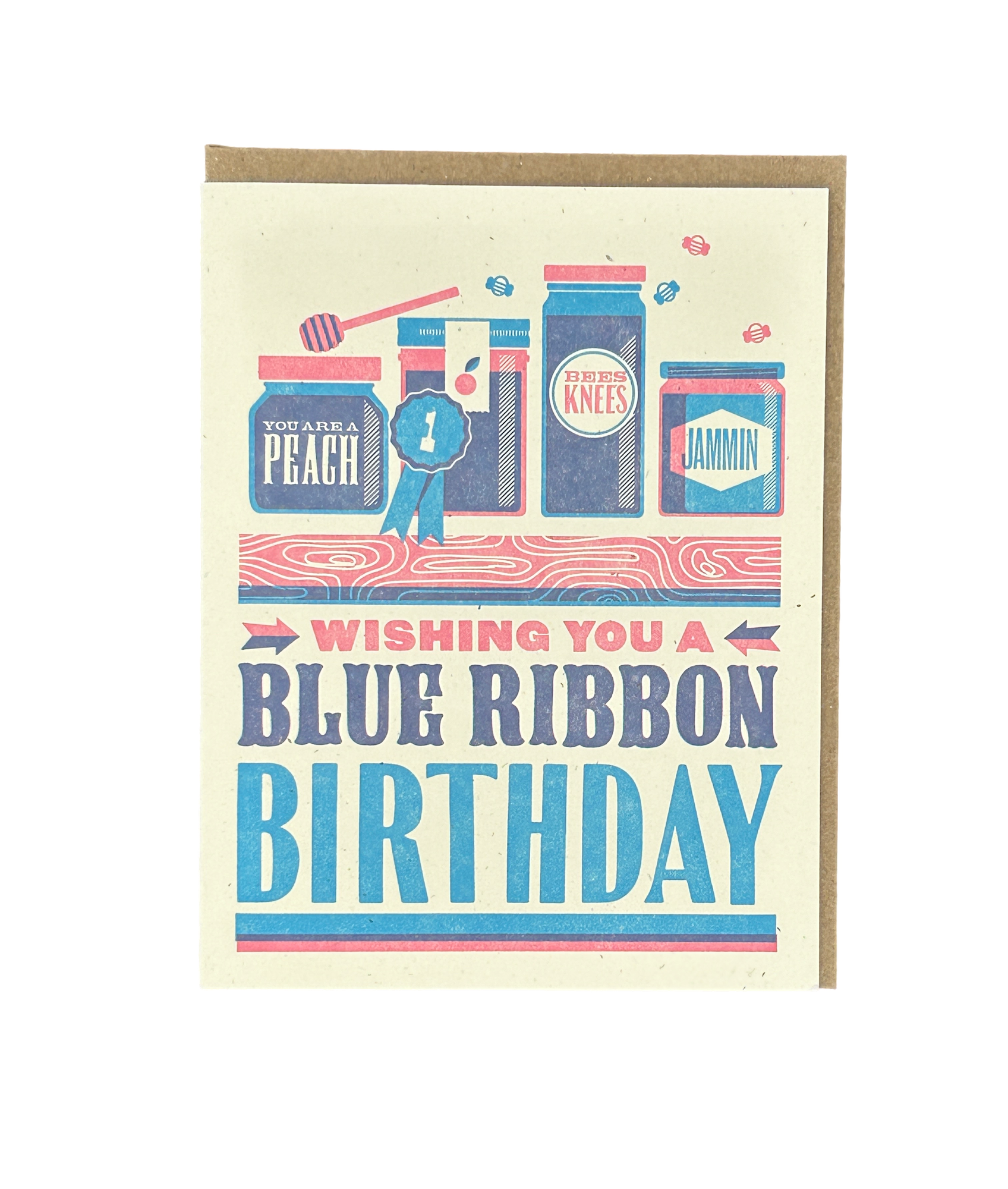 Blue Ribbon Birthday Letterpress Card