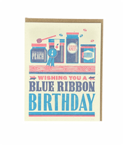 Blue Ribbon Birthday Letterpress Card