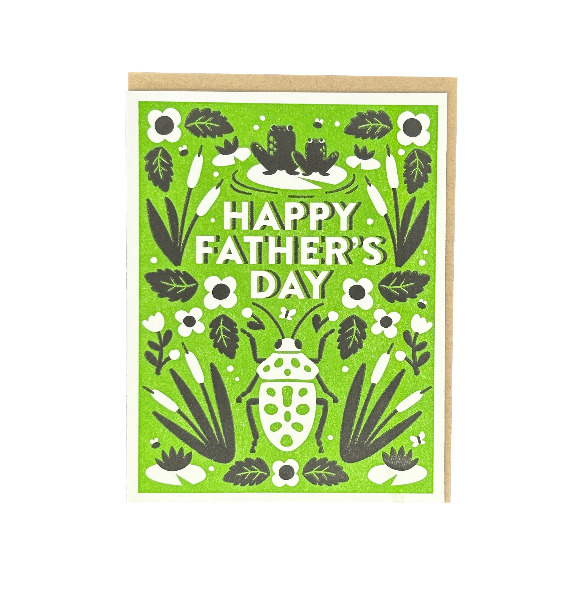 Happy Father's Day Frog Botanical Letterpress Card