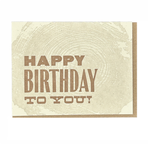 Happy Birthday Woodgrain Letterpress Card