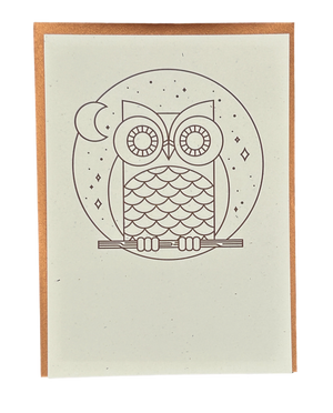 Owl Color-in  Letterpress Card