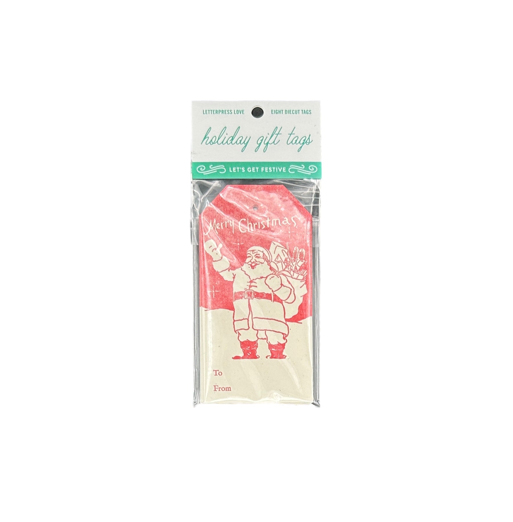 Vintage Santa Letterpress Christmas Gift Tags - set of 8