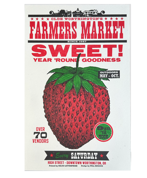 Strawberry Farmers Market Letterpress Poster
