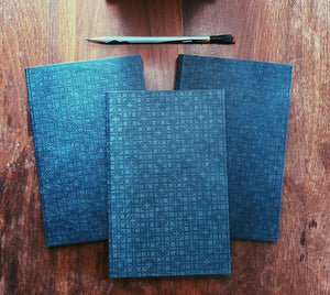 Blue Letterpress Handmade Hard Cover Journal With Lined Pages