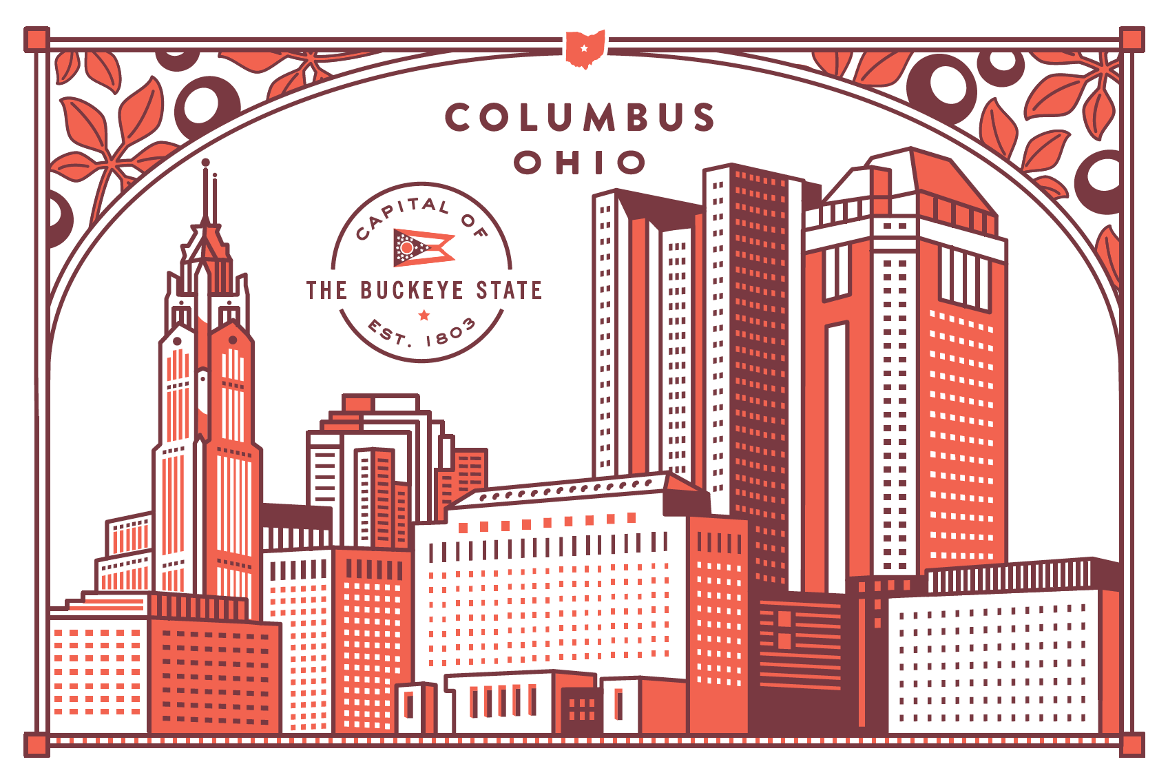Columbus Letterpress Postcard